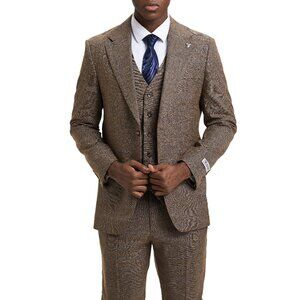 Brown Graph Check 3 Piece Stacy Adams men's Suit